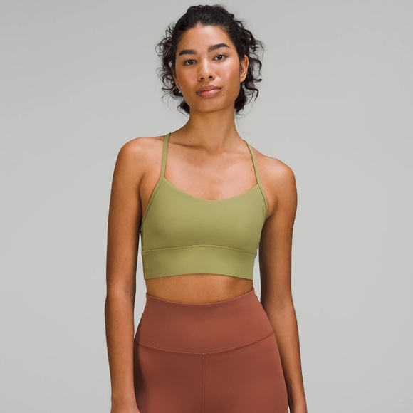 Lululemon Flow Y Nulu Longline Bra - Bronze Green - Size 6 - Picture 3 of 4